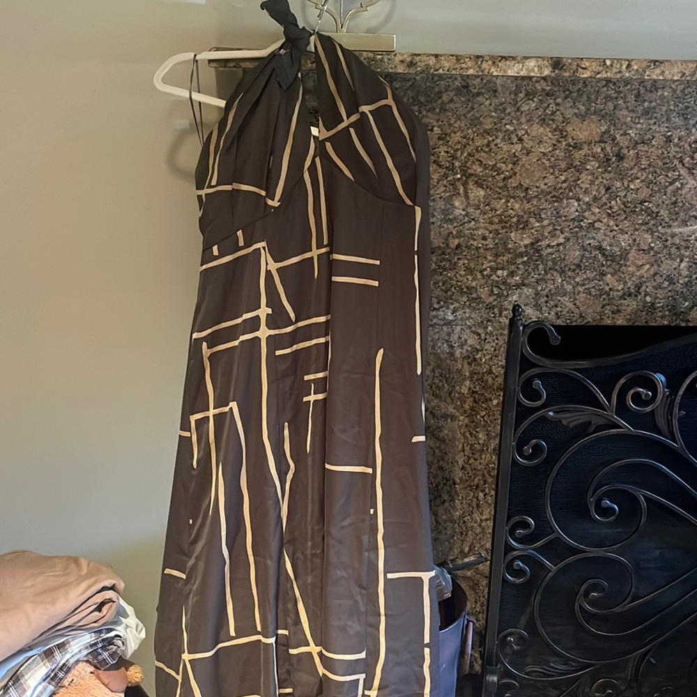 NWOT Banana Republic Black and Tan Halter Dress